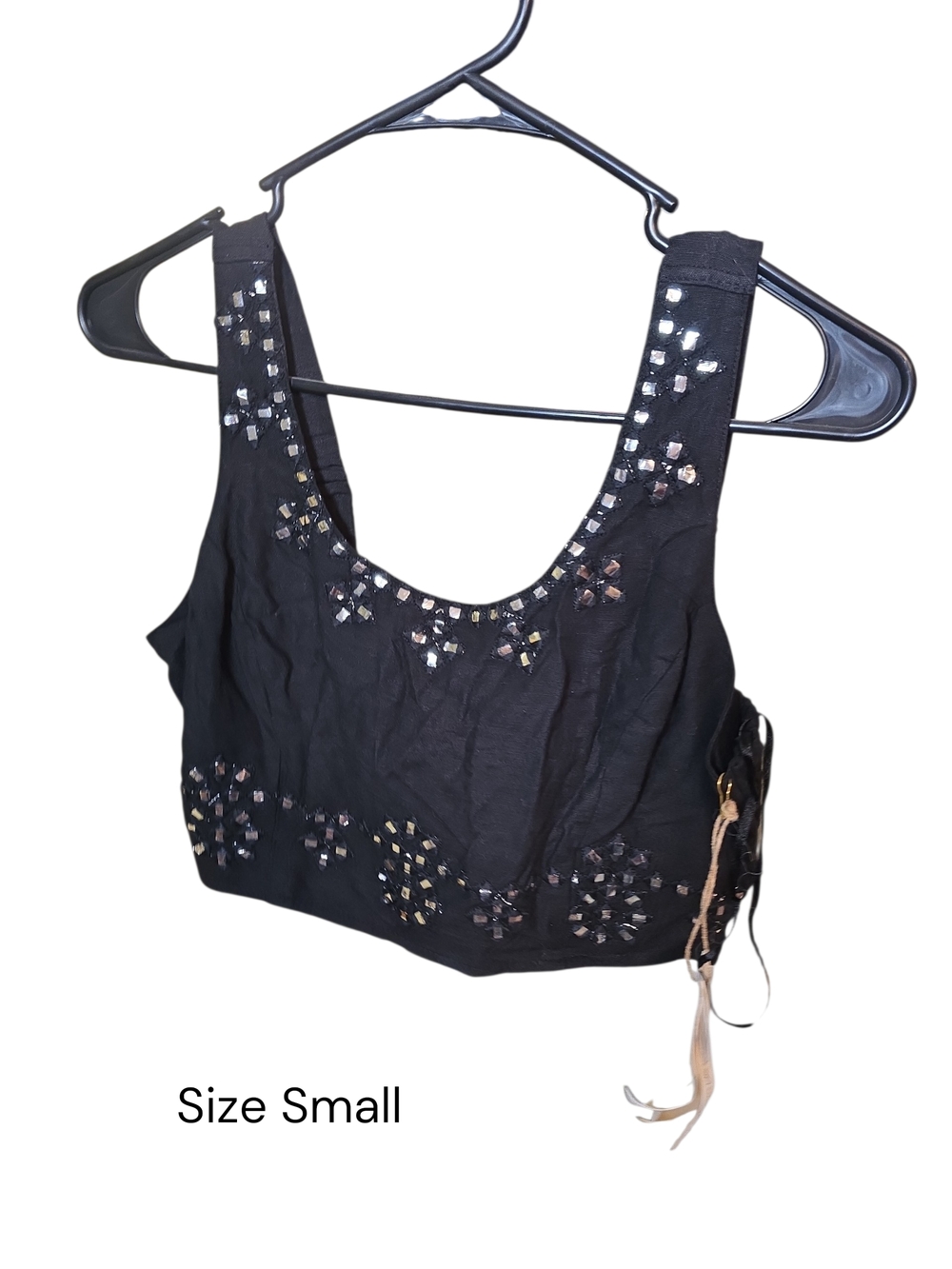 Black Embellished Women's Crop Top - Small